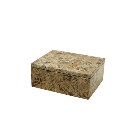 MARBLE CRAFTER Marble Crafter BX45-FS 5 in. Rectangular Asteria Keepsake Box; Fossil Stone BX45-FS